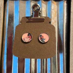 Pink rose earrings